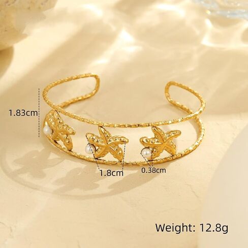 Gold Starfish Shell Coach Cuff Bangle for Women Ocean موضوع السوار الصيفي المجوهرات in Kuwait