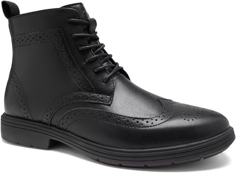 Men's Orthopedic Leather Wingtip Boots: Comfortable Arch Support Plantar Fasciitis Tuxedo Business Dress Oxfords, Flat Feet Orthotics Casual Walking Mid Top Ankle Boots for Foot and Heel Pain Relief in Kuwait