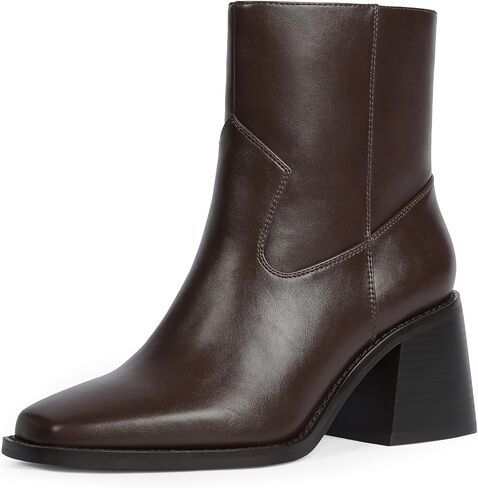 أحذية الكاحل للنساء 2.76 "مكتنزة كعب مربع مربع أخمص القدمين خريف شتاء سستة سستة الجوارب الكاحل للنساء in Kuwait