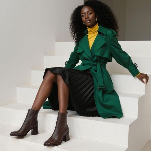 أحذية الكاحل للنساء 2.76 "مكتنزة كعب مربع مربع أخمص القدمين خريف شتاء سستة سستة الجوارب الكاحل للنساء in Kuwait