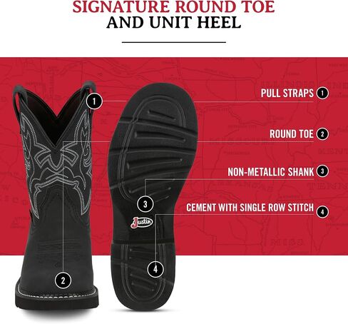 Justin Gypsy Kay 8" Cowboy Boots for Women - Premium Full-Grain Leather Women’s Cowgirl Boots with Removable Orthotic Footbed, Slip-Resistant Rubber Outsole in Saudi Arabia