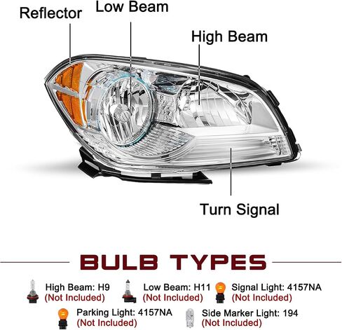JSBOYAT Headlight Assembly Replacement for 2008-2012 Chevy Malibu Right Passenger Side in Saudi Arabia