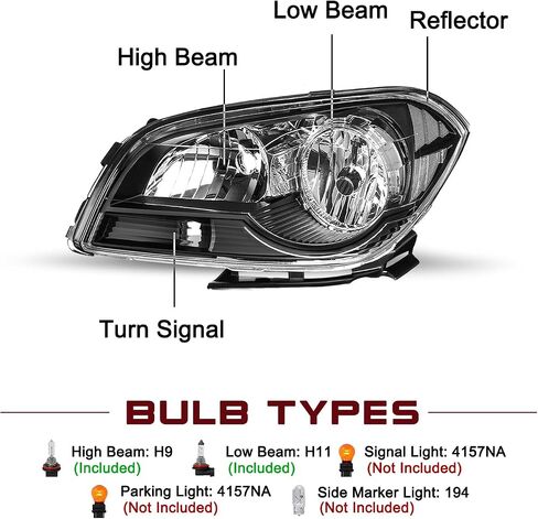 JSBOYAT Headlight Assembly Replacement for 2008-2012 Chevy Malibu Right Passenger Side in Saudi Arabia