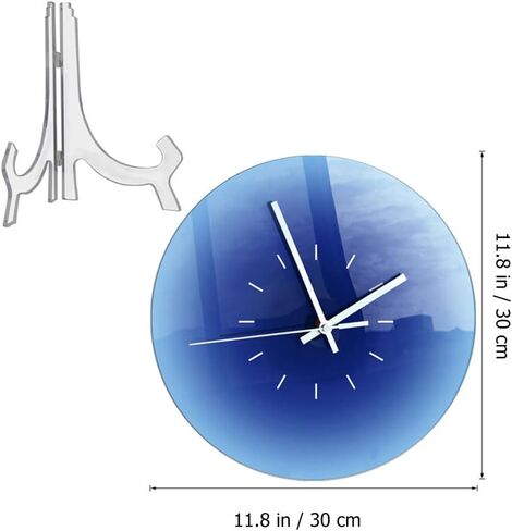VOSAREA Acrylic Wall Clock Round Tabletop Clock Sunset Wall Clock Battery Operated Blue Ocean Wall Clock Decorative Hanging Clock Silent Non-Ticking Wall Clock for Home (11.79X11.79X0.08in) in Saudi Arabia