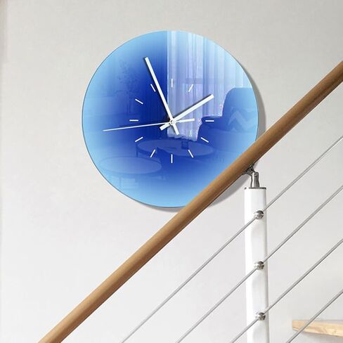 VOSAREA Acrylic Wall Clock Round Tabletop Clock Sunset Wall Clock Battery Operated Blue Ocean Wall Clock Decorative Hanging Clock Silent Non-Ticking Wall Clock for Home (11.79X11.79X0.08in) in Saudi Arabia