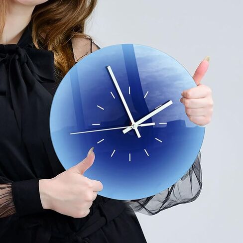 VOSAREA Acrylic Wall Clock Round Tabletop Clock Sunset Wall Clock Battery Operated Blue Ocean Wall Clock Decorative Hanging Clock Silent Non-Ticking Wall Clock for Home (11.79X11.79X0.08in) in Saudi Arabia