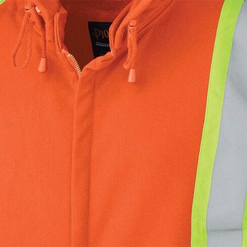 Pioneer Hi Vis Flame Resistant Safety Hoodie for Men and Women - Zip Up Black Cotton Hoodie - Pockets - Detachable Snap Hood in Kuwait