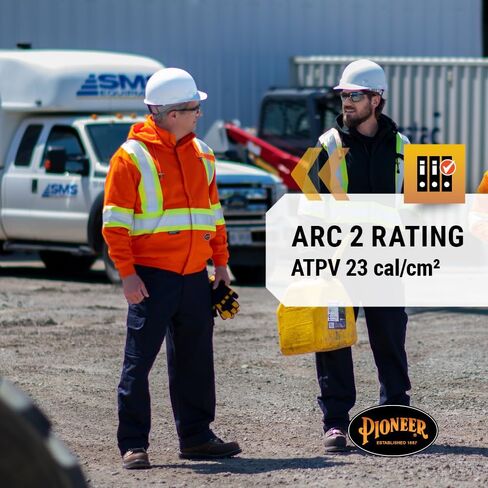 Pioneer Hi Vis Flame Resistant Safety Hoodie for Men and Women - Zip Up Black Cotton Hoodie - Pockets - Detachable Snap Hood in Kuwait