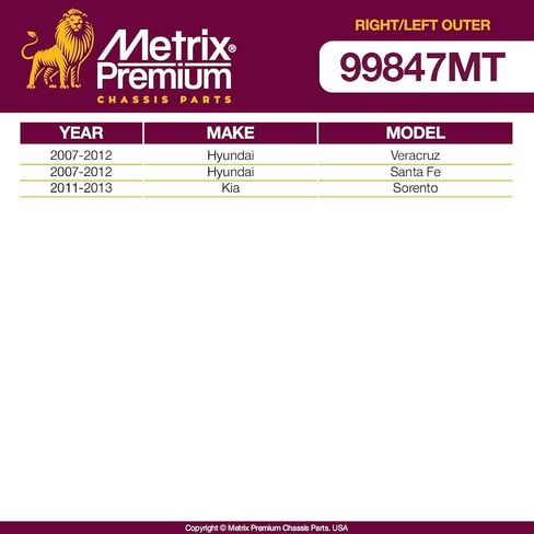 Metrix Premium Artics Arrt-الأمام اليسرى واليسر من end end end طقم يناسب 2011-2013 Kia Sorento ، 2007-2012 Hyundai Santa Fe ، 07-12 Hyundai Veracruz ، استبدال ES800035 ، ES800055 ، مصنوعة في أوروبا in Kuwait