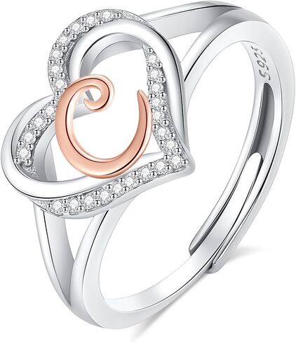 Infuseu 925 Sterling Silver Heart Ring For Women Girls ، حجم قابل للتعديل in Kuwait