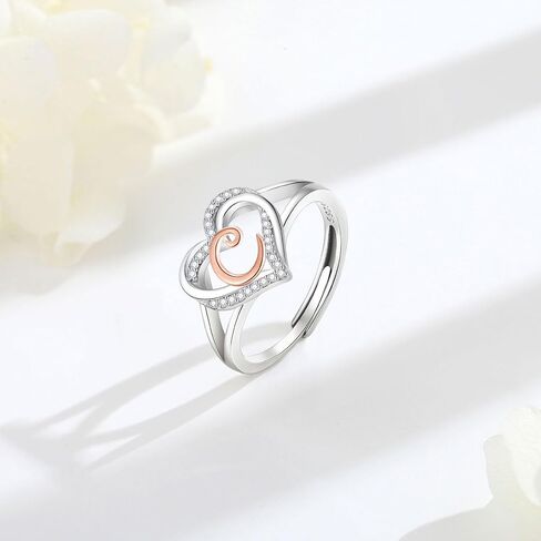 Infuseu 925 Sterling Silver Heart Ring For Women Girls ، حجم قابل للتعديل in Kuwait