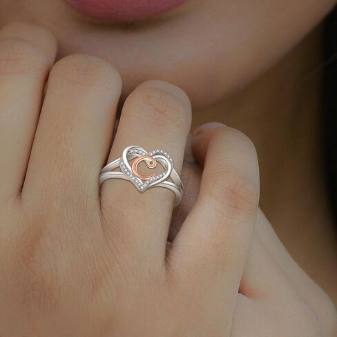 Infuseu 925 Sterling Silver Heart Ring For Women Girls ، حجم قابل للتعديل in Kuwait