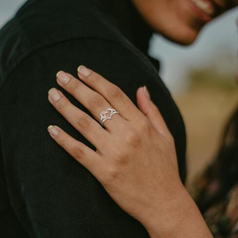Infuseu 925 Sterling Silver Heart Ring For Women Girls ، حجم قابل للتعديل in Kuwait
