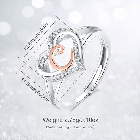 Infuseu 925 Sterling Silver Heart Ring For Women Girls ، حجم قابل للتعديل in Kuwait