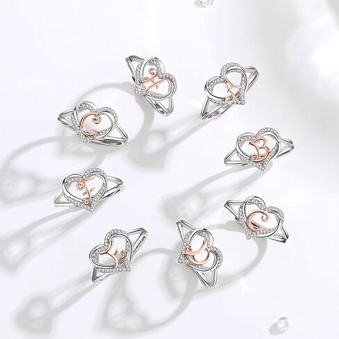 Infuseu 925 Sterling Silver Heart Ring For Women Girls ، حجم قابل للتعديل in Kuwait