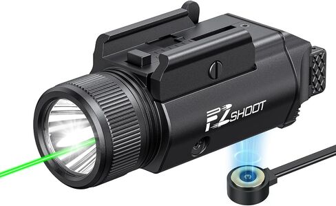 مجموعة إضاءة ليزر EZshoot 2400 لومن مع وضع ستروب، مصباح يدوي مسدس عالي التجويف، ضوء ليزر أخضر مغناطيسي قابل لإعادة الشحن مع قضيب منزلق قابل للتعديل سريع التثبيت لسكة Picatinny GL in Kuwait