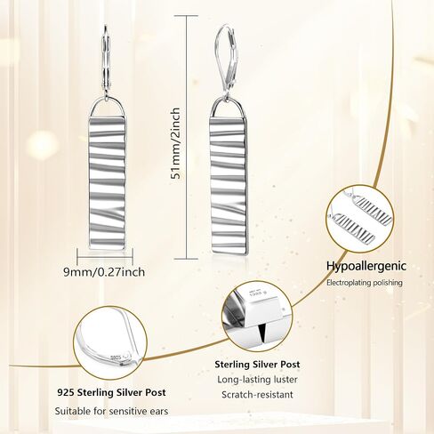 Alexcraft 925 Sterling Silver Dangle Drop أقراط للنساء ، والخفيف الخفيف الوزن الخفيف الفضة الفضية الفرنسية الخطاف Leverback أقراط طويلة المطر in Kuwait