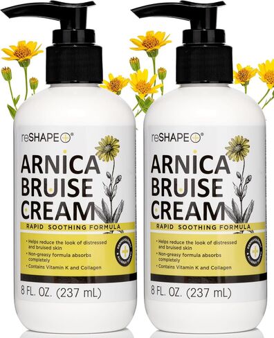 Reshapp+ Arnica الكدمات الكريمة الكريمة الموضعية للكدمات والتورم وتغير اللون على الجلد ، غسول Arnica المثلي الطبيعي مع فيتامين K ، كستناء الحصان ، والكولاجين ، كبير 8 أوقية in Kuwait