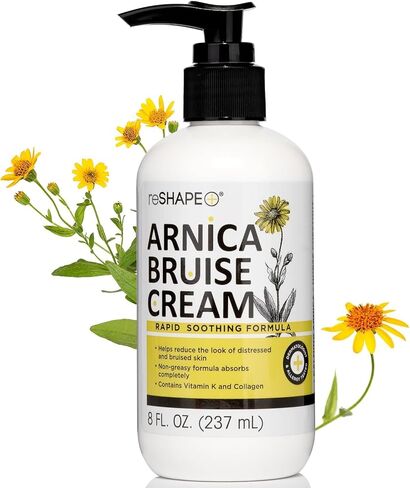 Reshapp+ Arnica الكدمات الكريمة الكريمة الموضعية للكدمات والتورم وتغير اللون على الجلد ، غسول Arnica المثلي الطبيعي مع فيتامين K ، كستناء الحصان ، والكولاجين ، كبير 8 أوقية in Kuwait