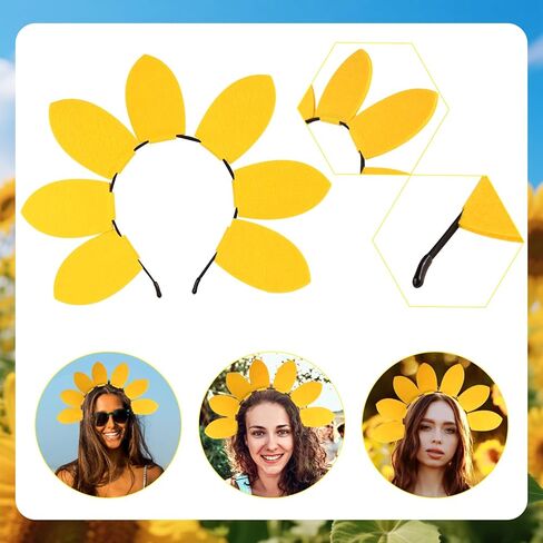 Beelittle Funny Sunflower Costume Headband Glasses Leaf Glove Tutu Performance Props for Women Halloween Festival in Kuwait
