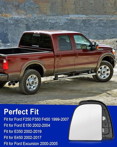 المرآة الجانبية اليسرى مع ملاءمة مدفوعة بالطاقة لفورد F250 F350 F450 1999-2007 رحلة 2000-2005 E150 2002-2004 E350 2002-2019 E450 2002-2017 ، استبدل 4C3Z17K707-AC ، DRIVER Side Mirl Glass in Saudi Arabia