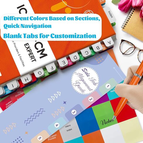 علامات تبويب الفهرس لإصدار AAPC ICD-10-CM 2024، مجموعة علامات تبويب الكتب الكاملة (الكتاب غير متضمن)، علامات تبويب مرمزة بالألوان لكل فصل مع نطاقات الأكواد، مغلفة ومقاومة للماء وقابلة لإعادة تعيين موضعها in Saudi Arabia