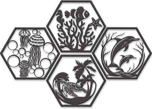Xedatric African Safari Metal Wall Art-أسد أسود غير لامع من 4 قطع ، الفيل ، الزرافة وديكور وحيد القرن-فن الجدار الأفريقي المقاوم للصدأ للمنزل أو المكتب in Kuwait