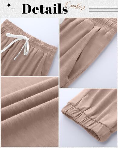Ficerd 3 Pack Women's Plus Size Capri Sweatpants Cotton Drawstring Joggers Cropped Athletic Lounge Pants Comfy with Pockets in Kuwait