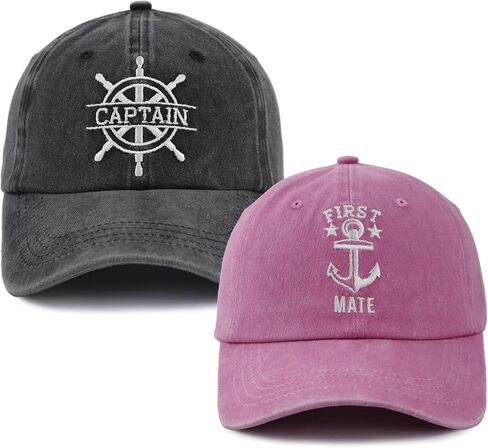 2 Pcs Captain and First Mate Hat for Men Women, Adjustable Embroidered Cotton Matching Boating Baseball Cap in Saudi Arabia