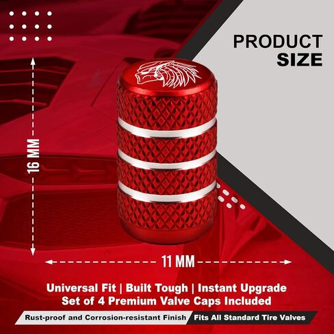 Predator Tire Valve Stem Caps, Metal, Universal Fit for Cars, Trucks, SUV, Motorcycles, Custom Automotive Accessories, 4pc Set (Black) in Kuwait