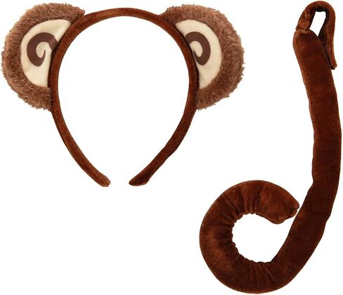 Monkey Kit - Plush Headband with Attached Ears and Tail, One Size Fits Most in Saudi Arabia