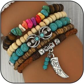 Western Bracelets for Women Turquoise Vintage Stretch Beaded Stackable Statement Bangle Boho Jewelry Set in Kuwait