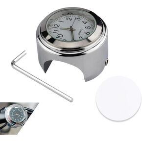 Universal Motorcycle Car Clock Bicycle Handlebar with Anti-Slip Pad Waterproof Glow-in-The-Dark Bicycle Clock for 2.2-2.54 Cm Handlebars (Silver and Black) in Saudi Arabia