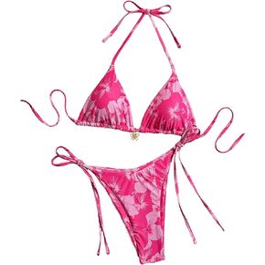 Women's Floral Print Knot Bathing Suit High Waist Summer Swimsuit Bikini Set in Kuwait