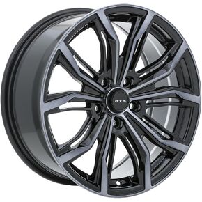 RTX Black Widow Custom Wheel - 18x8 ، 42 Offset ، 5x114.3 نمط الترباس ، محور 73.1mm - أسود مع حافة الوجه الرمادي المُصنّع in Kuwait
