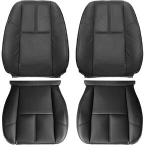 SecosAutoparts Driver & Passenger Bottom and Top Lean Back Leather Seat Covers Black Compatible with Chevy Silverado Compatible with GMC Sierra Tahoe Suburban Avalanche Yukon 2007-2014 in Kuwait