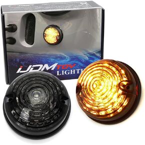 ijdmtoy 12v 70mm Round Dome Flush Mount Amber Lens Amber Leder LED LED Side/Turn Marce/Offer Backups ، متوافقة مع دراجة نارية Caravan Car Caravan الكلاسيكية الخمسينيات ، إلخ. in Saudi Arabia