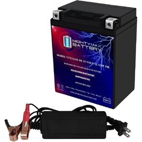 Mighty Max Battery YTX14AH Replacement Battery for Indian Scout, Bobber 16-21 + 12V 2Amp Charger in Saudi Arabia