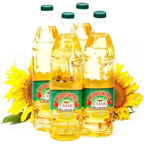 Refined Sunflower Oil, 1 Gal (4 x 1L), Premium Imported Ukrainian Cooking Oil, NON GMO, Halal & Kosher Certified, Neutral Oil for Frying & Salad in Saudi Arabia