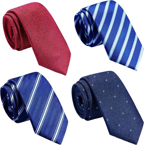 AUSKY 4 Packs Men’s Necktie, Assorted Striped and Patterned Silk Neck Ties for Man 2.76in wide in Saudi Arabia