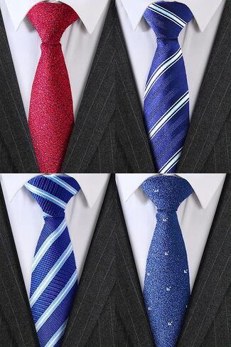 AUSKY 4 Packs Men’s Necktie, Assorted Striped and Patterned Silk Neck Ties for Man 2.76in wide in Saudi Arabia
