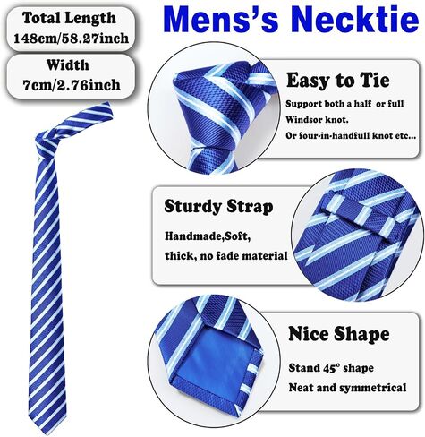 AUSKY 4 Packs Men’s Necktie, Assorted Striped and Patterned Silk Neck Ties for Man 2.76in wide in Saudi Arabia