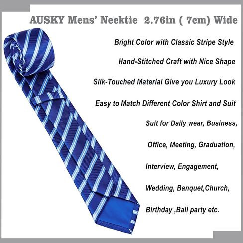 AUSKY 4 Packs Men’s Necktie, Assorted Striped and Patterned Silk Neck Ties for Man 2.76in wide in Saudi Arabia