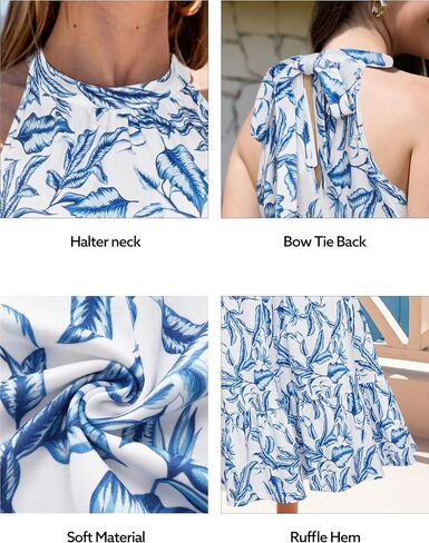 Wordword Women’s Women 2025 Summer Dress Maxi Facal Floral Halter Neck Sundress مع جيوب in Kuwait