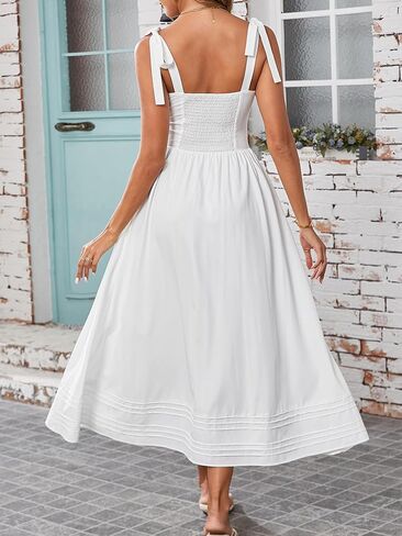 Women's Summer Midi Dress V Neck Casual Flowy A Line Sundress Wedding Guest Long Dresses with Pockets in Saudi Arabia