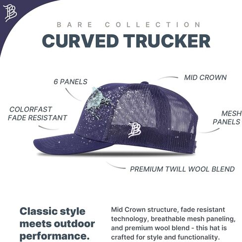 Branded Bills Florida 27 PVC Curved Trucker, Lightweight, Comfortable Baseball Cap in Kuwait
