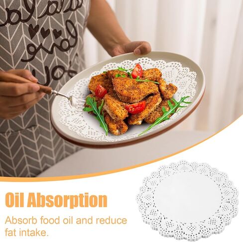 100 قطعة من المفارش الورقية المستطيلة، مفارش للطعام مقاس 7.5×12 بوصة، مفارش ورقية من الدانتيل للاستعمال مرة واحدة للطاولات، مفارش أطباق ورقية كبيرة للكعك والحلويات والحرف اليدوية (أبيض) in Kuwait