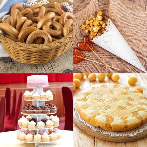 100 قطعة من المفارش الورقية المستطيلة، مفارش للطعام مقاس 7.5×12 بوصة، مفارش ورقية من الدانتيل للاستعمال مرة واحدة للطاولات، مفارش أطباق ورقية كبيرة للكعك والحلويات والحرف اليدوية (أبيض) in Kuwait