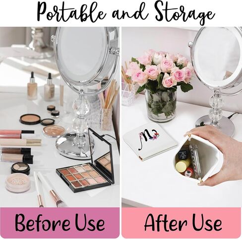 Personalized Initial Letter E-Mini Makeup Bag for Purse with Mirror, Waterproof Portable No Zipper Self-closing Cosmetic Bag for Women, Coin Purse Pouch, Birthday Gifts for Bride Mom Girls in Saudi Arabia