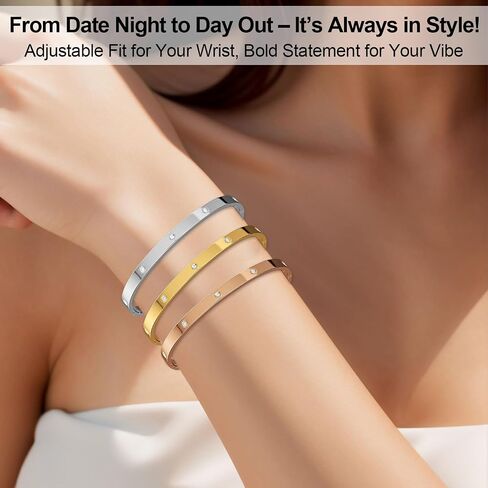 AICASE 18 K GOLD PLATED BANGLE BANGLE SEPES (GOLD/ROOS GOLD/SILVER) Stack Wide Wristband Bangle Phill Bracelet Bracelet Bract in Kuwait